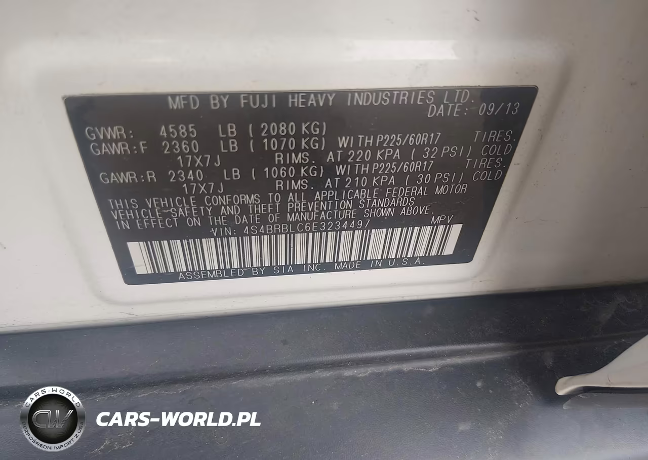 2014 Subaru Outback 2.5I Limited VIN:4S4BRBLC6E3234497 - 9