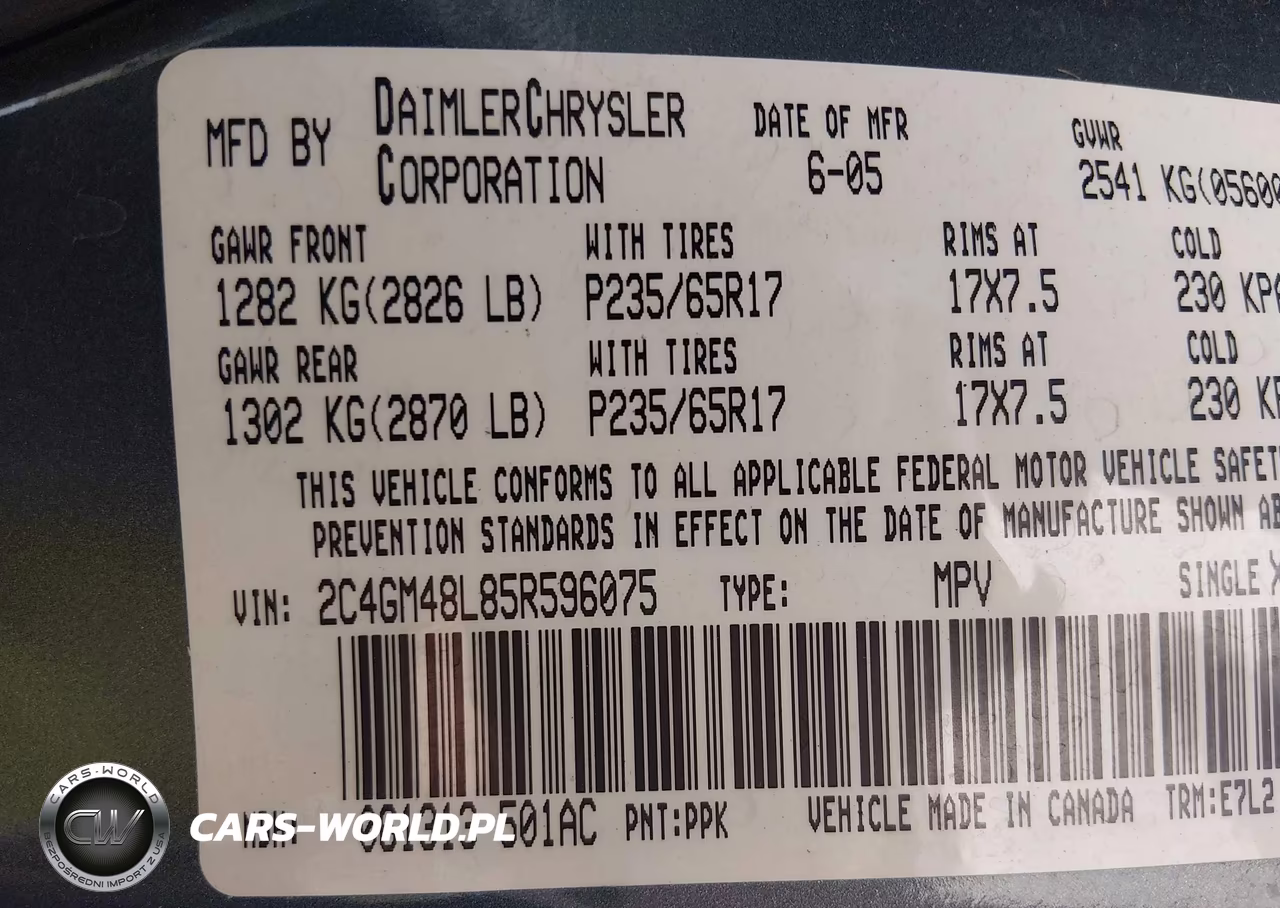 2005 Chrysler Pacifica VIN:2C4GM48L85R596075 - 9