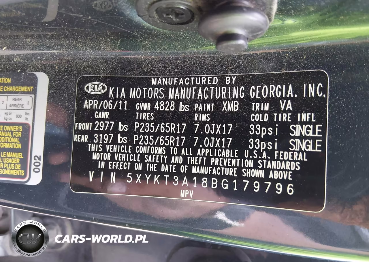 2011 Kia Sorento Lx VIN:5XYKT3A18BG179796 - 9