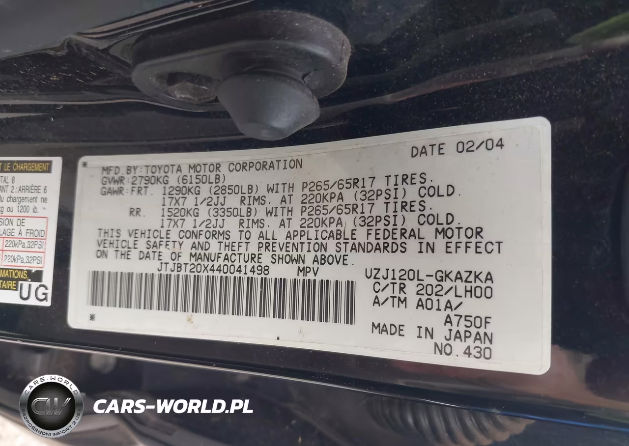 2004 Lexus Gx 470 VIN:JTJBT20X440041498 - 9