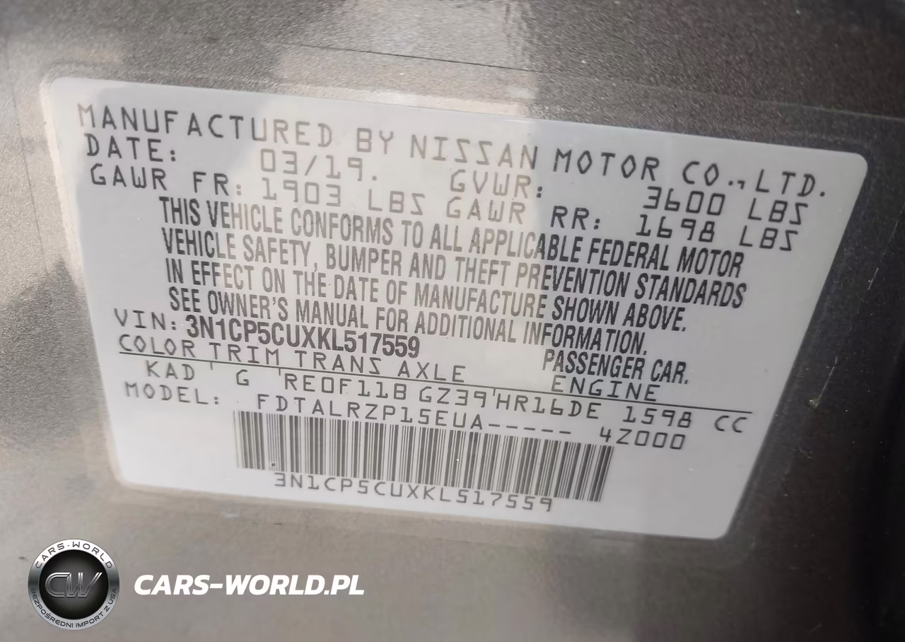 2019 Nissan Kicks S VIN:3N1CP5CUXKL517559 - 9