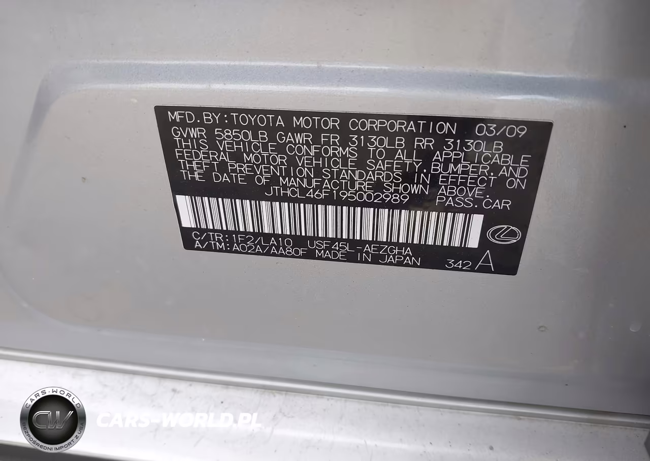 2009 Lexus Ls 460 VIN:JTHCL46F195002989 - 9