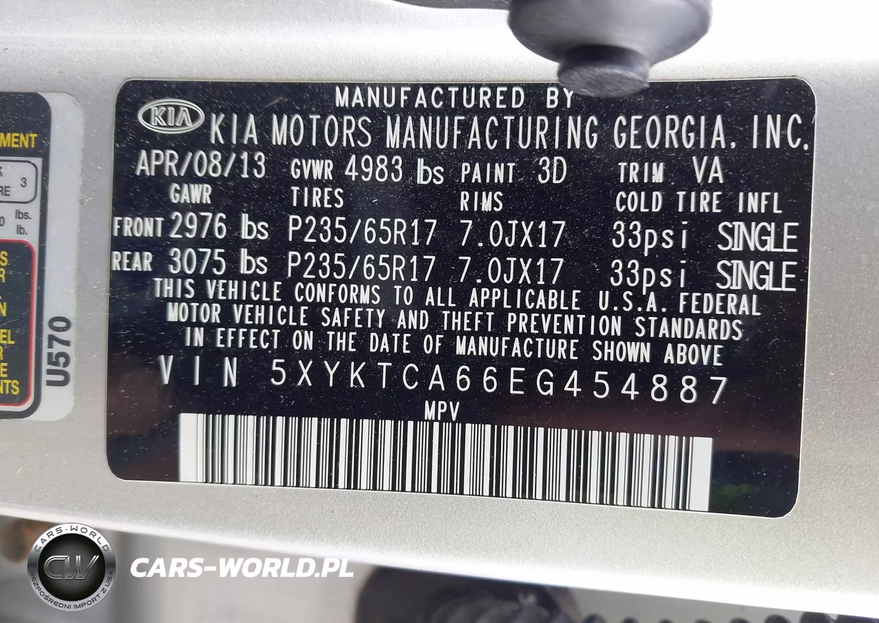 2014 Kia Sorento Lx VIN:5XYKTCA66EG454887 - 9