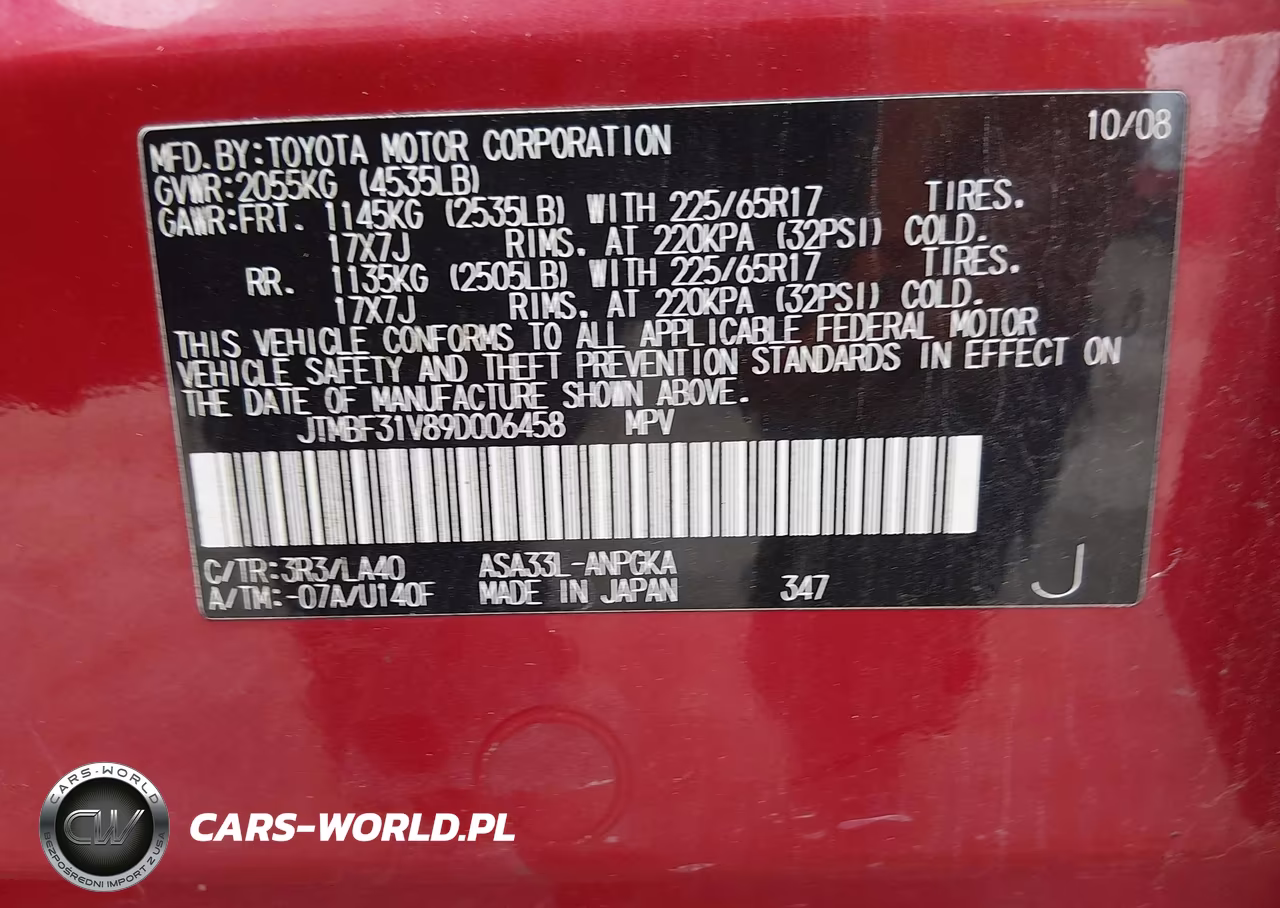 2009 Toyota Rav4 Limited VIN:JTMBF31V89D006458 - 9