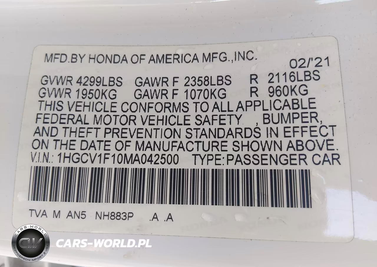 2021 Honda Accord Lx VIN:1HGCV1F10MA042500 - 9