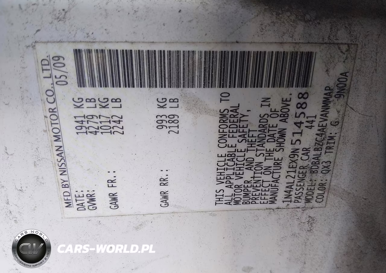 2009 Nissan Altima 2.5 S VIN:1N4AL21EX9N514588 - 9
