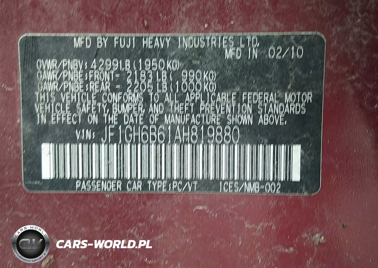 2010 Subaru Impreza 2.5I Premium VIN:JF1GH6B61AH819880 - 9