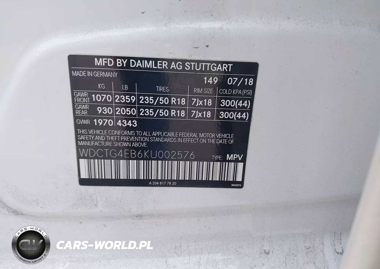 2019 Mercedes-Benz Gla 250 VIN:WDCTG4EB6KU002576 - 9