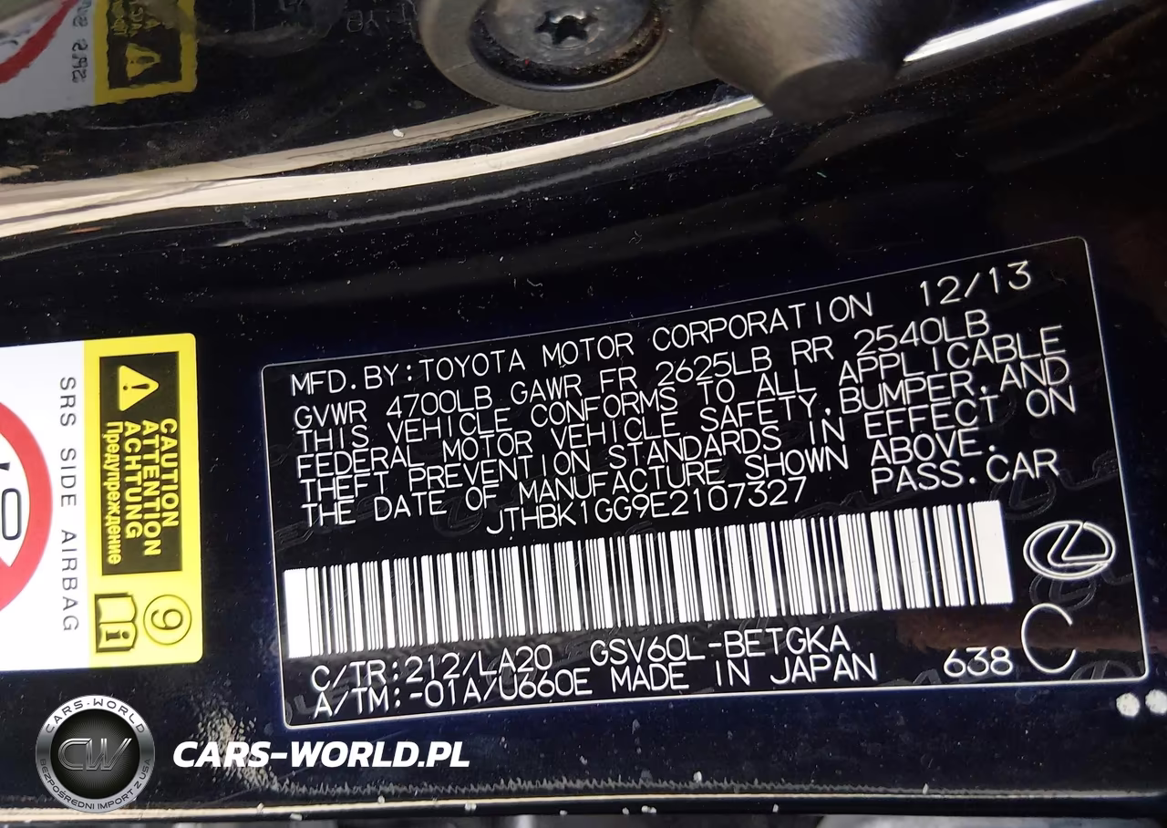 2014 Lexus Es 350 VIN:JTHBK1GG9E2107327 - 9
