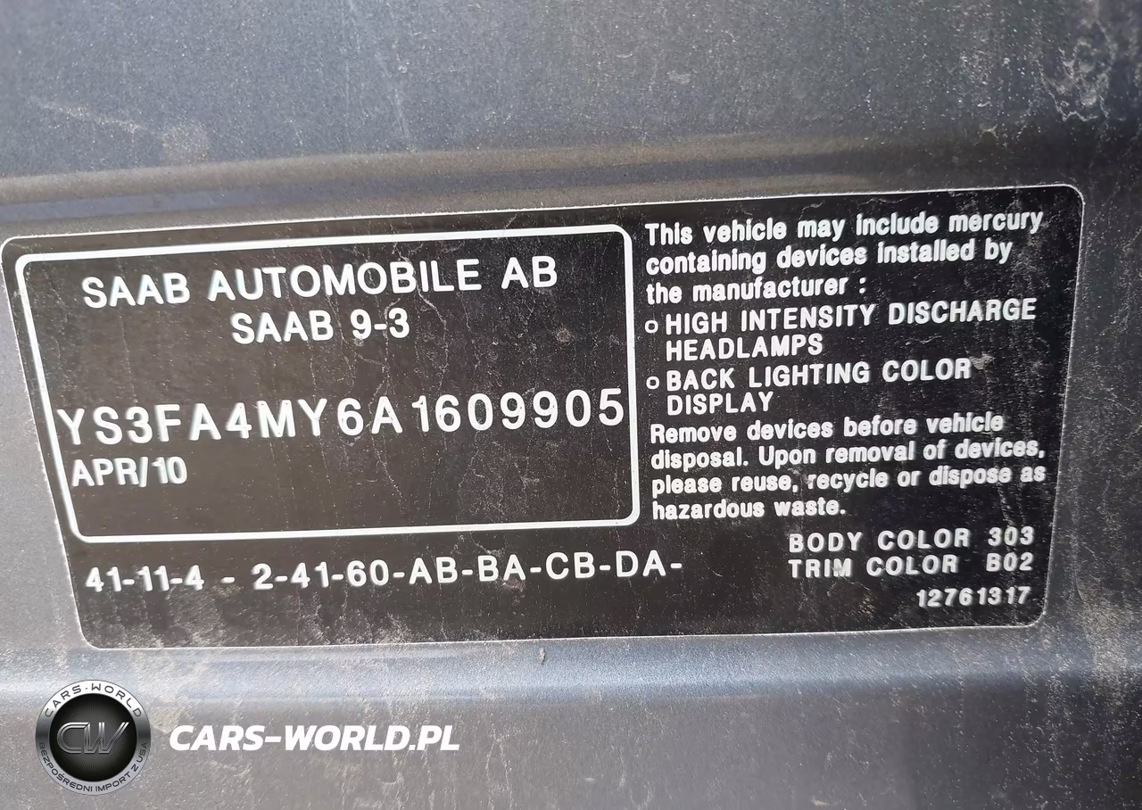 2010 Saab 9-3 VIN:YS3FA4MY6A1609905 - 9