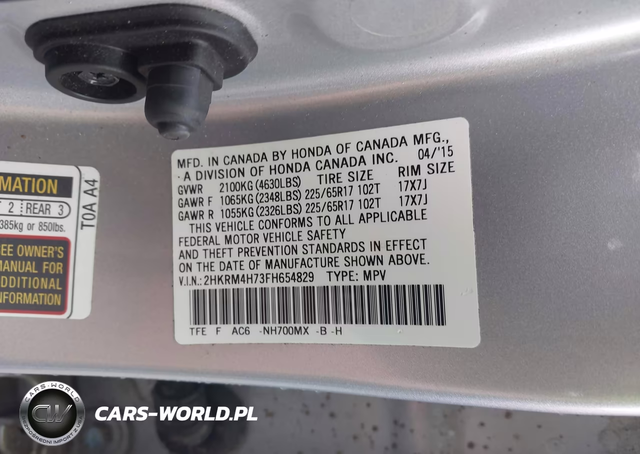 2015 Honda Cr-V Ex-L VIN:2HKRM4H73FH654829 - 9