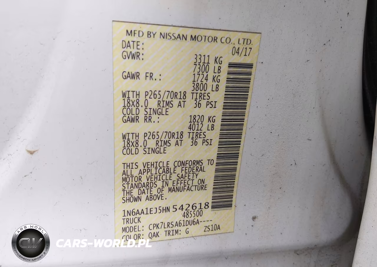2017 Nissan Titan S VIN:1N6AA1EJ5HN542618 - 9
