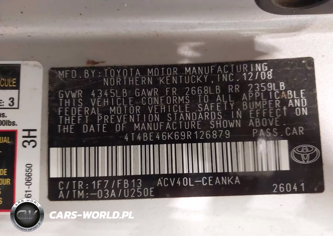 2009 Toyota Camry Le VIN:4T4BE46K69R126879 - 9