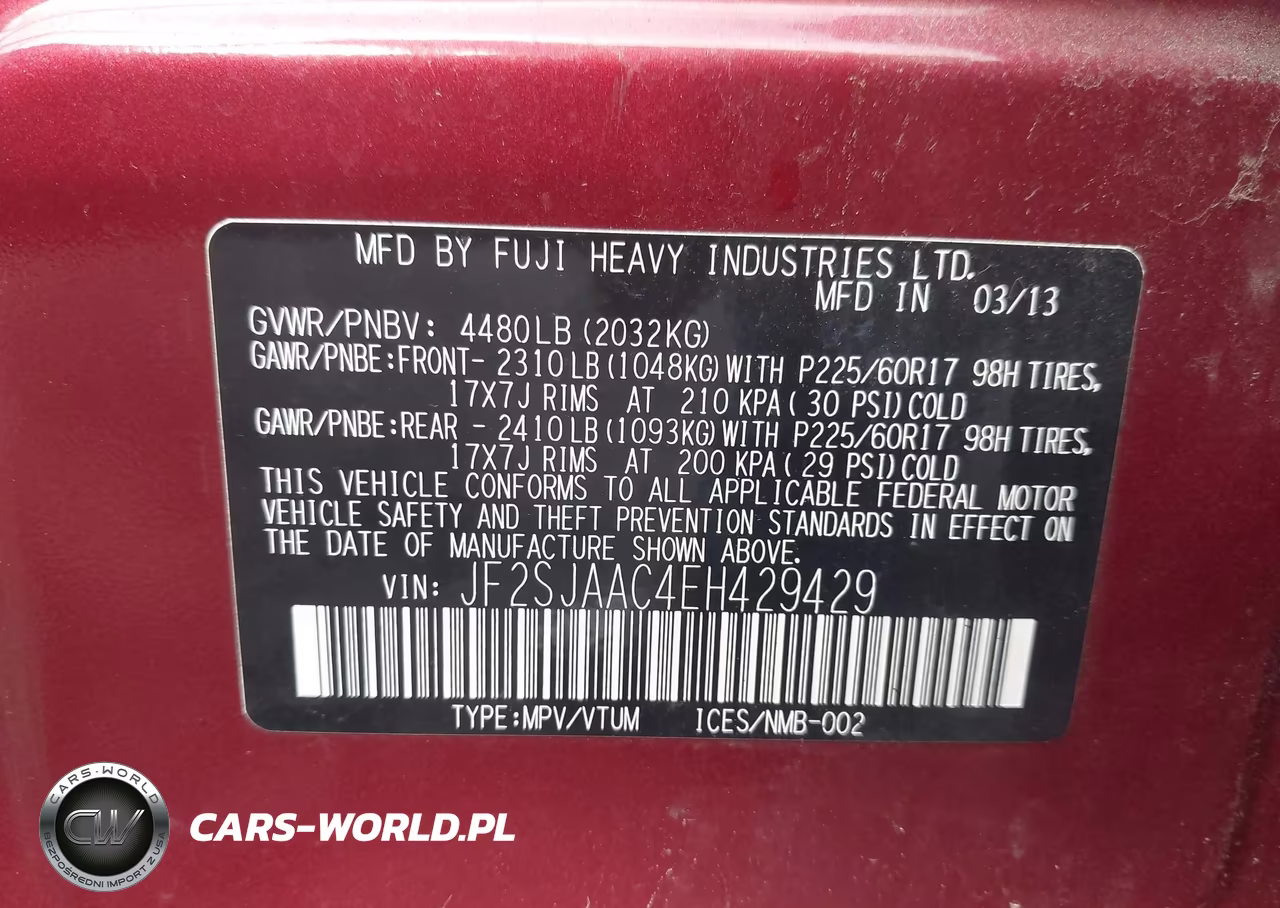 2014 Subaru Forester 2.5I VIN:JF2SJAAC4EH429429 - 9