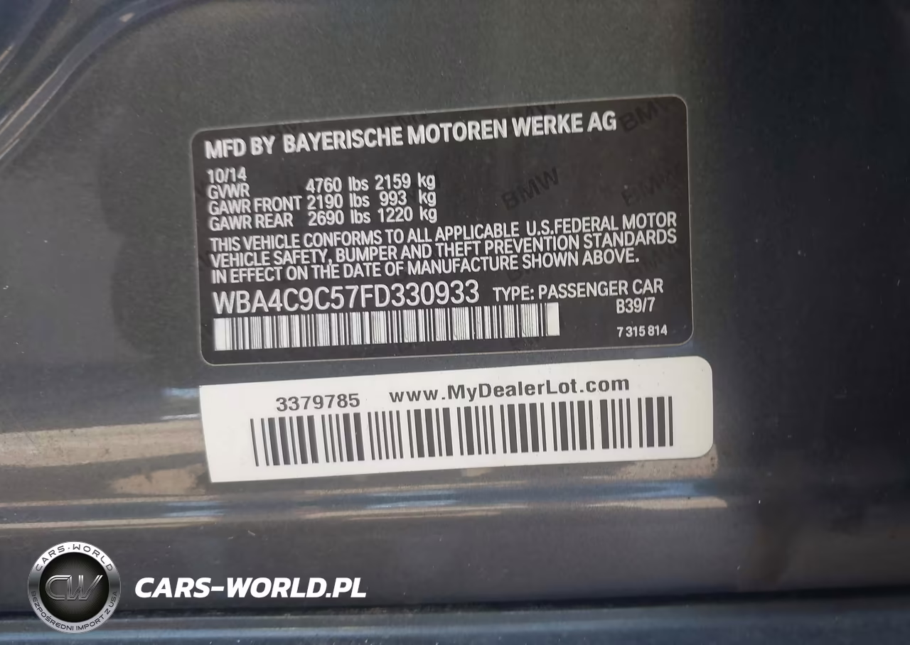 2015 BMW 428 Gran Coupe xDrive VIN:WBA4C9C57FD330933 - 9