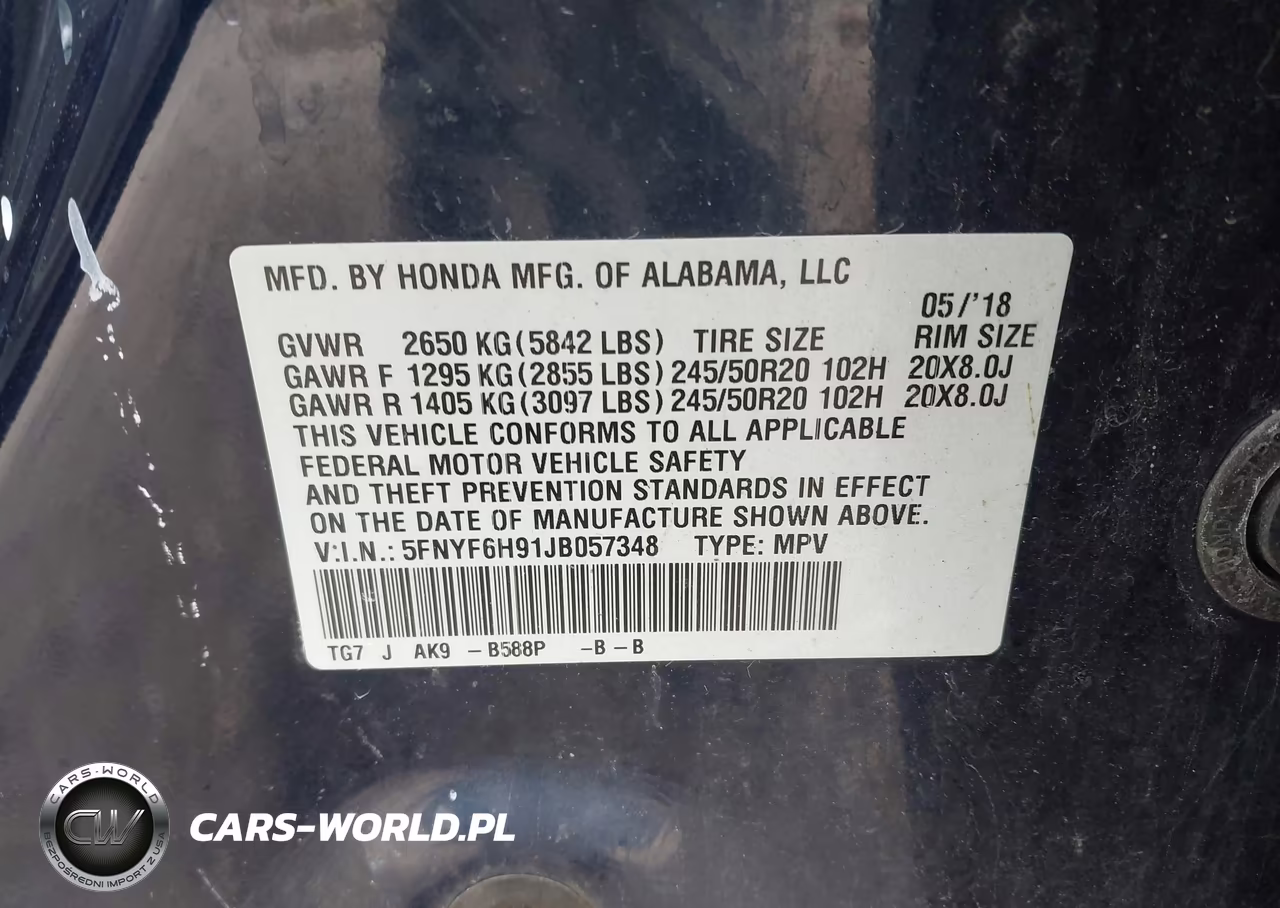 2018 Honda Pilot Touring VIN:5FNYF6H91JB057348 - 9
