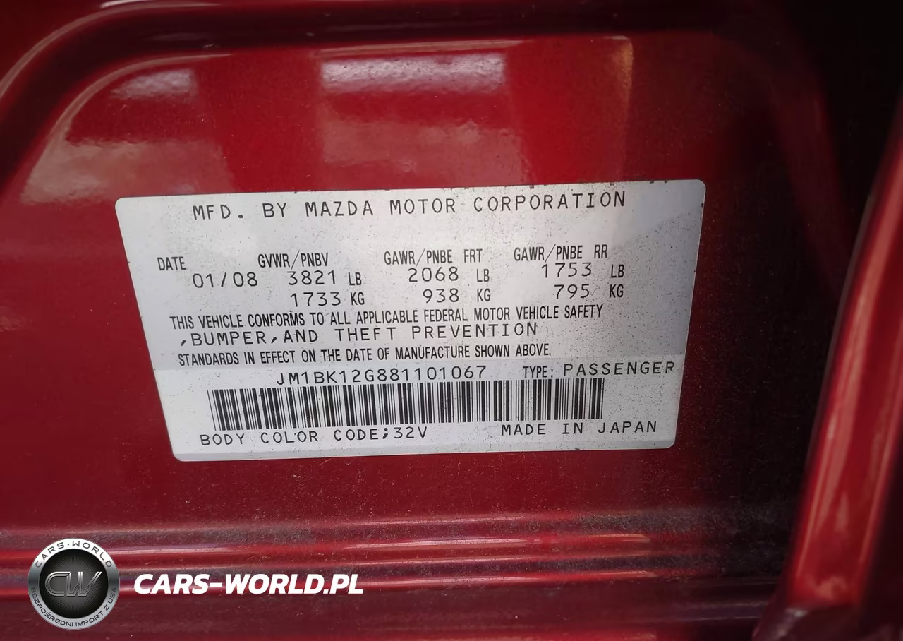 2008 Mazda Mazda3 I Sport VIN:JM1BK12G881101067 - 9