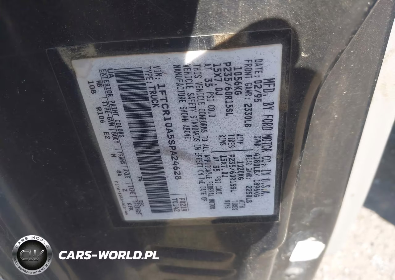 1995 Ford Ranger VIN:1FTCR10A5SPA24628 - 9