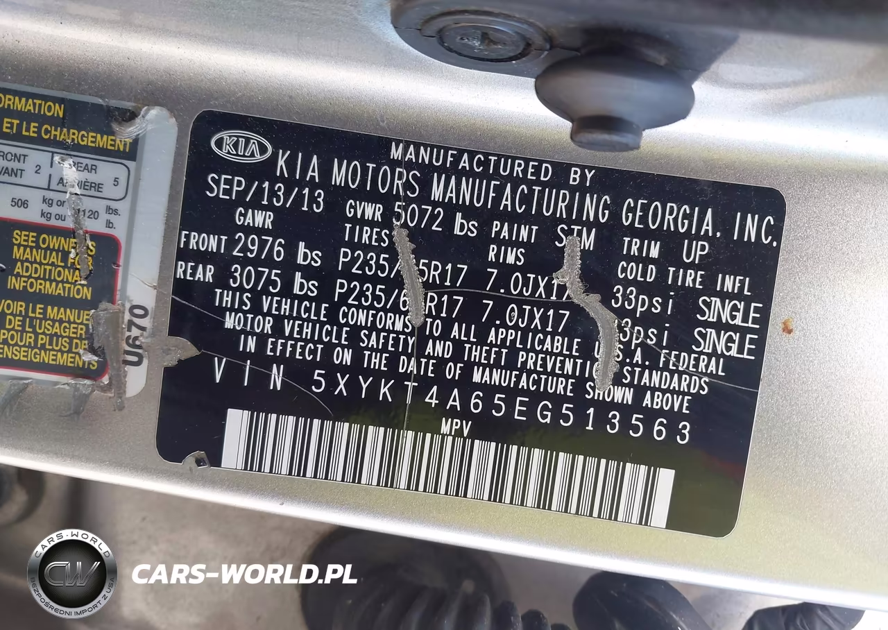 2014 Kia Sorento Lx VIN:5XYKT4A65EG513563 - 9