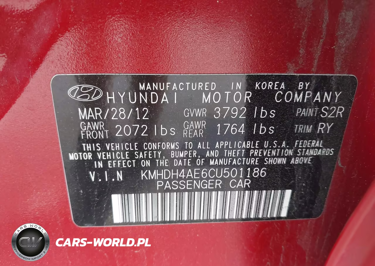 2012 Hyundai Elantra Limited (Ulsan Plant) VIN:KMHDH4AE6CU501186 - 9