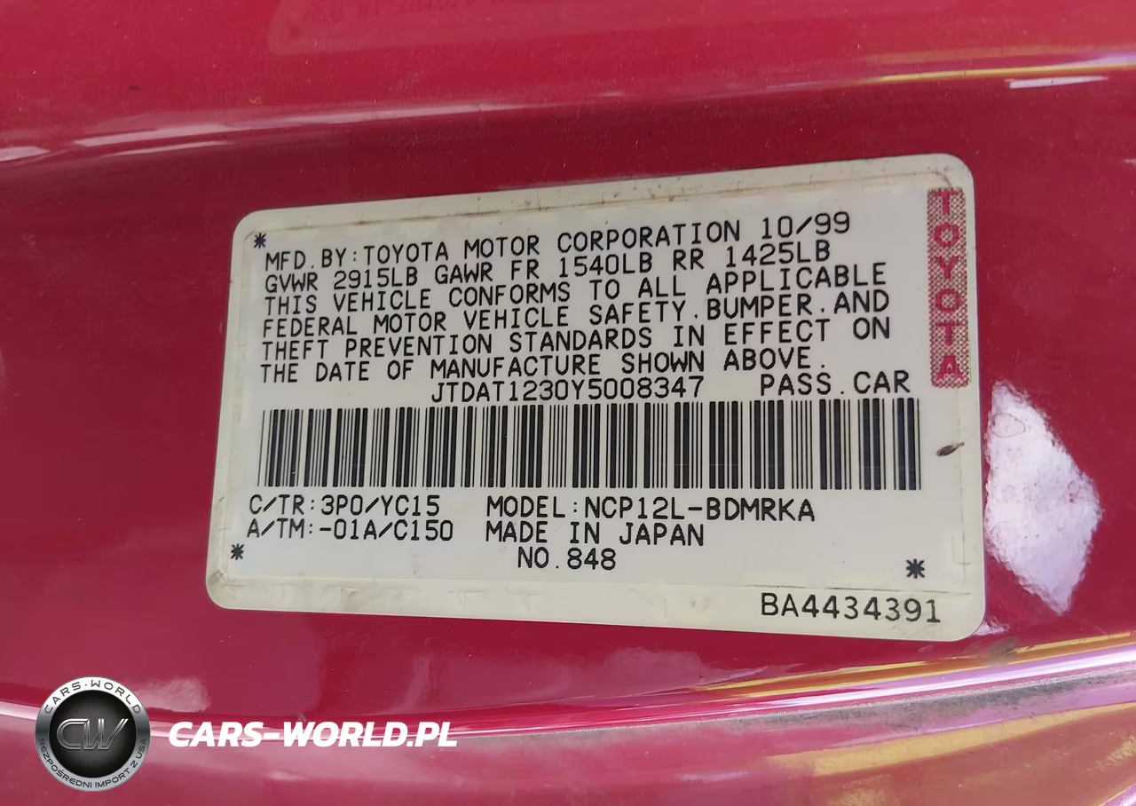 2000 Toyota Echo VIN:JTDAT1230Y5008347 - 9