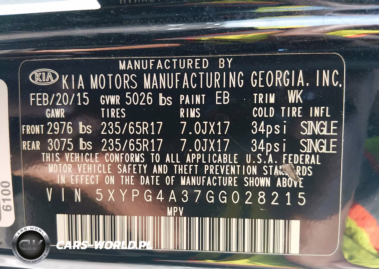 2016 Kia Sorento 2.4L L VIN:5XYPG4A37GG028215 - 9