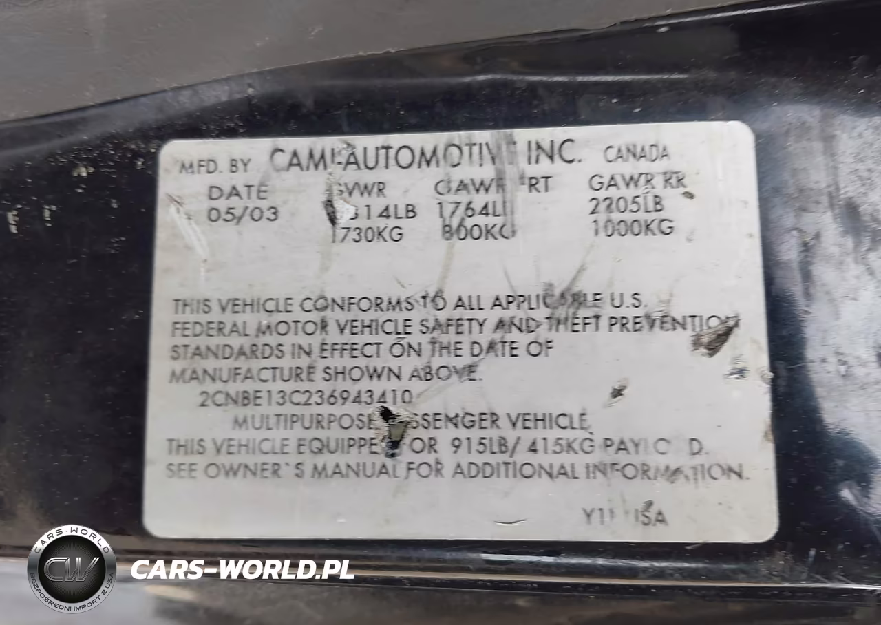 2003 Chevrolet Tracker Hard Top Base VIN:2CNBE13C236943410 - 9