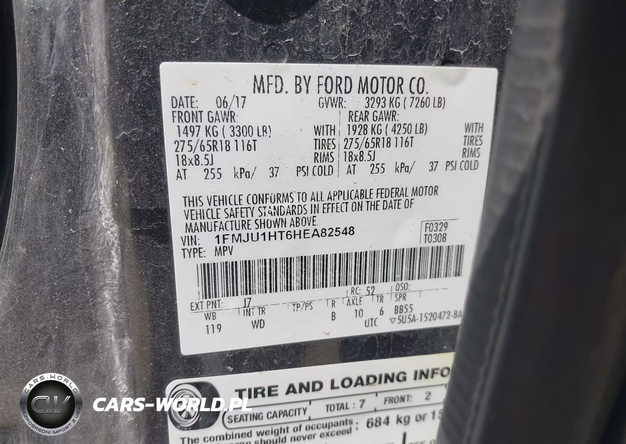 2017 Ford Expedition Xlt VIN:1FMJU1HT6HEA82548 - 9