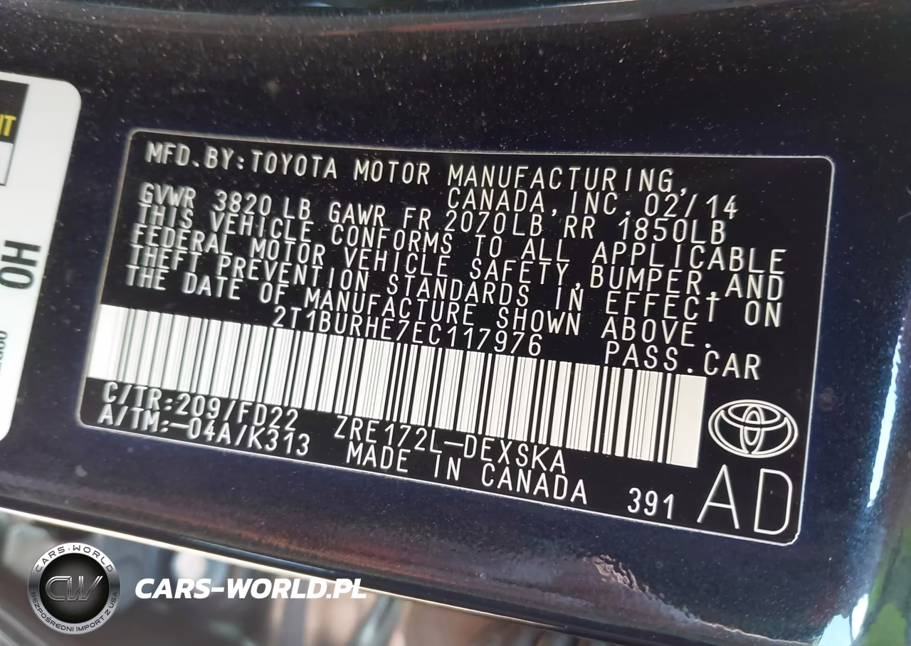 2014 Toyota Corolla S Plus VIN:2T1BURHE7EC117976 - 9