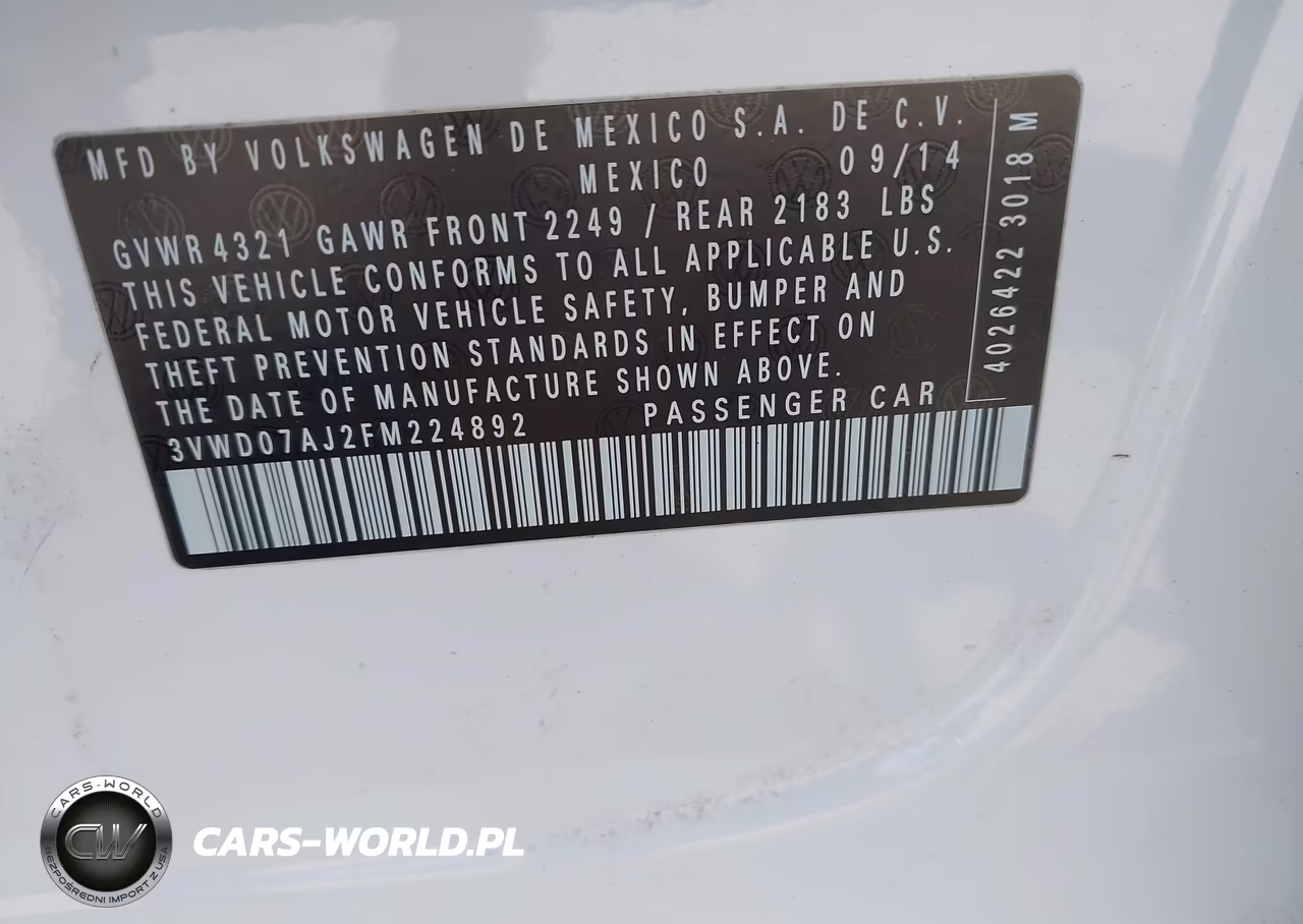 2015 Volkswagen Jetta 1.8T Se VIN:3VWD07AJ2FM224892 - 9