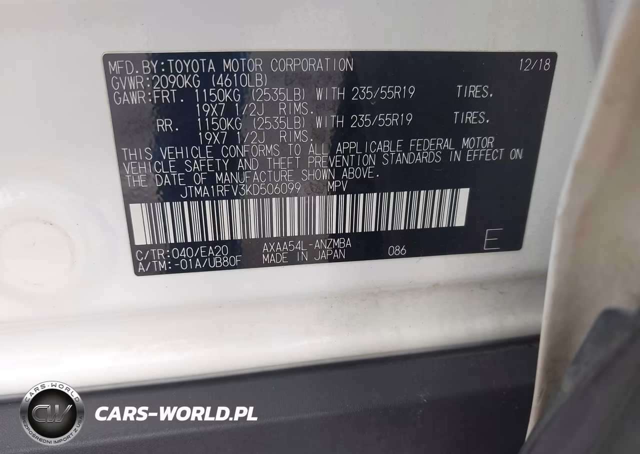 2019 Toyota Rav4 Xle Premium VIN:JTMA1RFV3KD506099 - 9