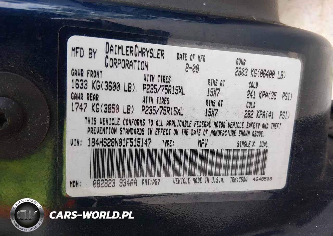 2001 Dodge Durango VIN:1B4HS28N01F515147 - 9