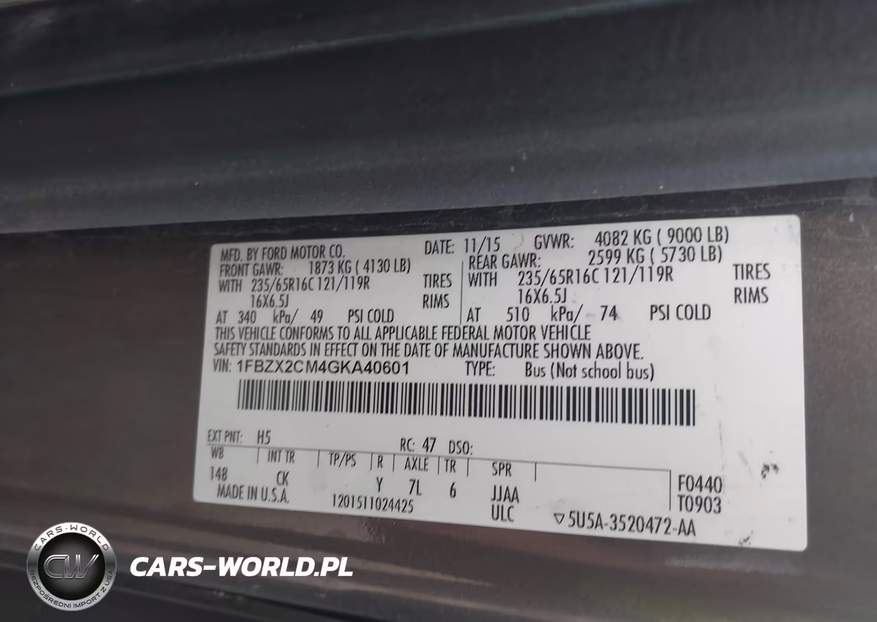2016 Ford Transit-350 Xlt VIN:1FBZX2CM4GKA40601 - 9