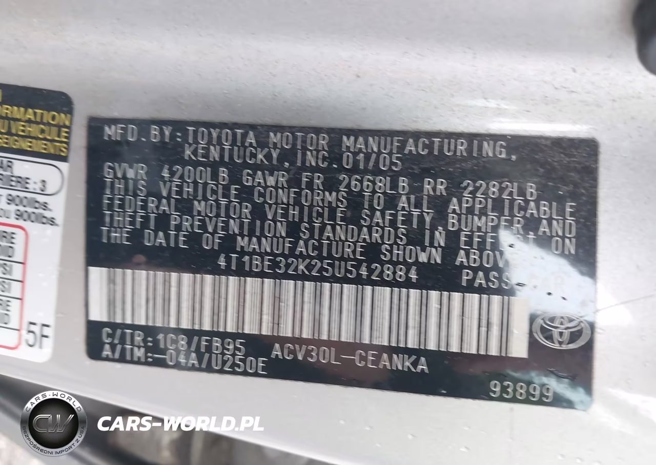 2005 Toyota Camry Le VIN:4T1BE32K25U542884 - 9