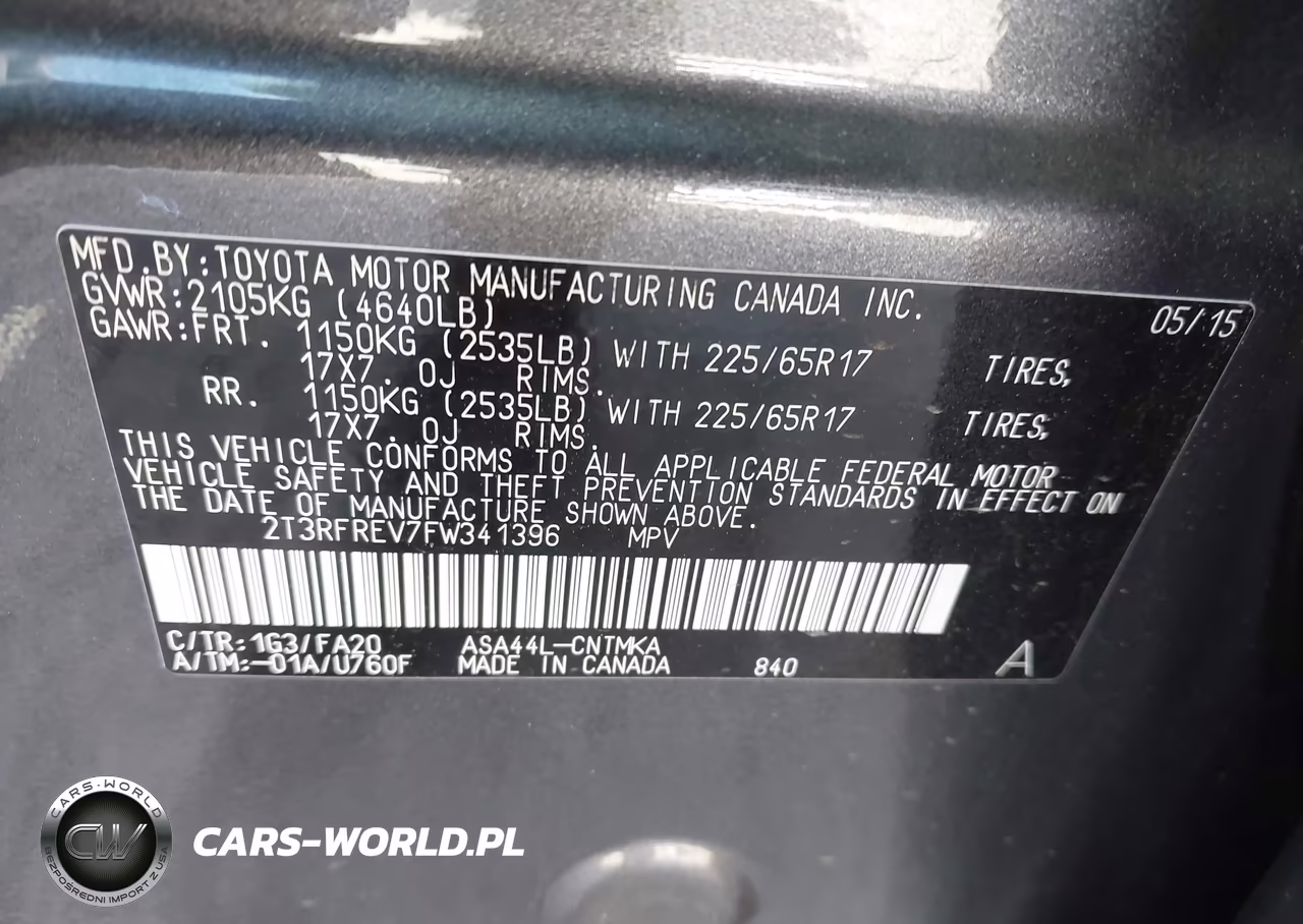 2015 Toyota Rav4 Xle VIN:2T3RFREV7FW341396 - 9