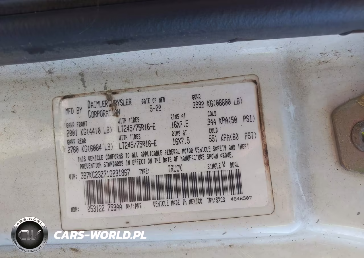 2001 Dodge Ram 2500 St VIN:3B7KC23Z71G231867 - 9