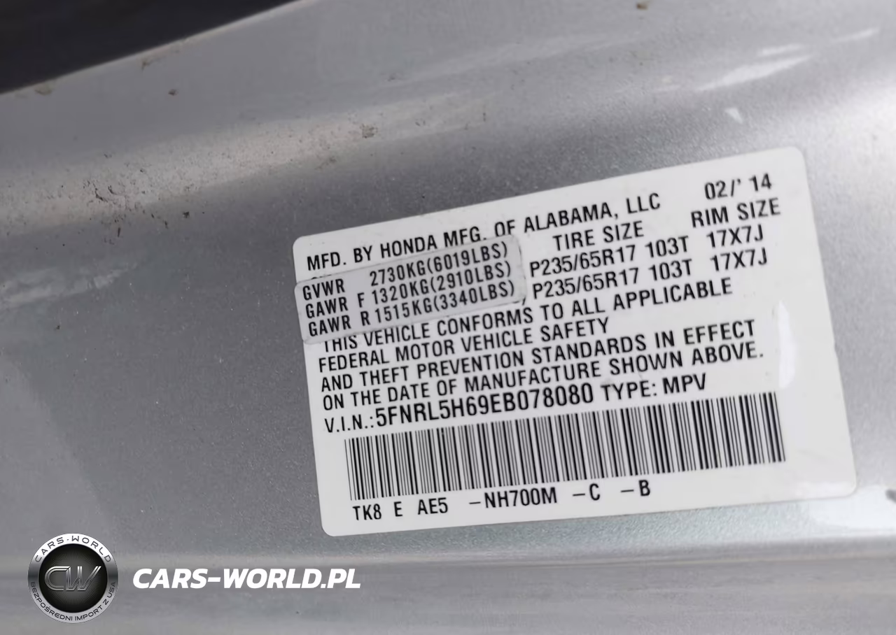 2014 Honda Odyssey Ex-L VIN:5FNRL5H69EB078080 - 9
