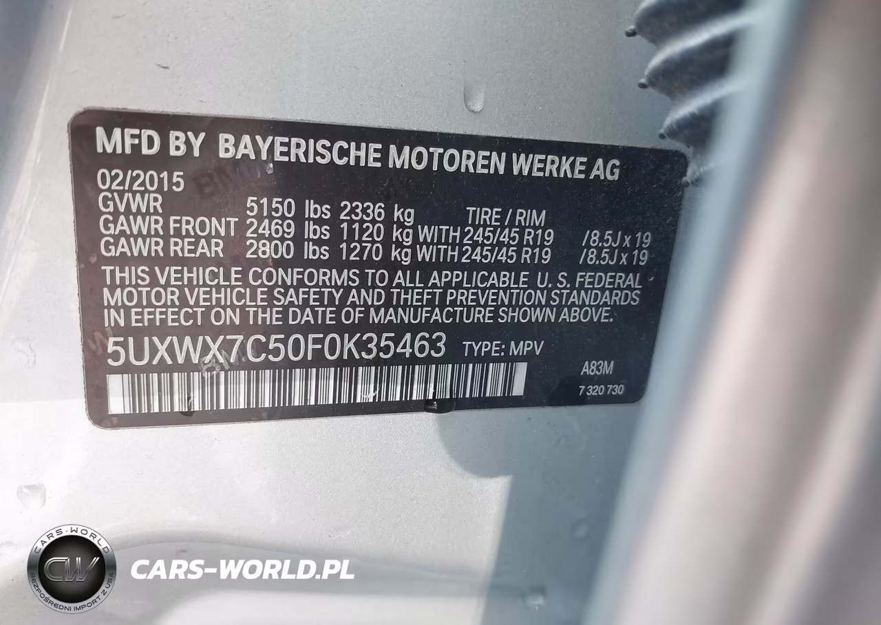 2015 BMW X3 xDrive35I VIN:5UXWX7C50F0K35463 - 9