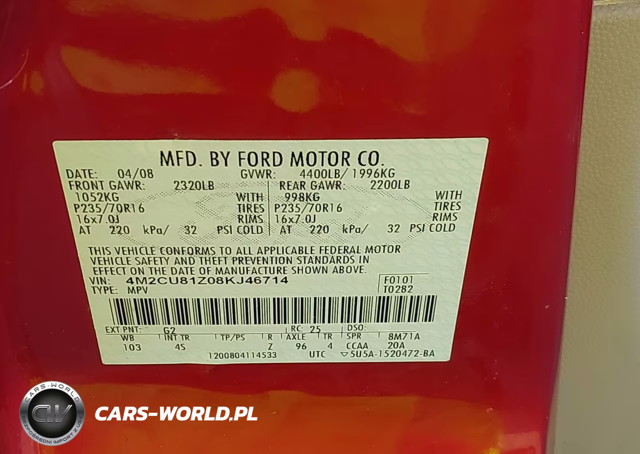 2008 Mercury Mariner I4 VIN:4M2CU81Z08KJ46714 - 9