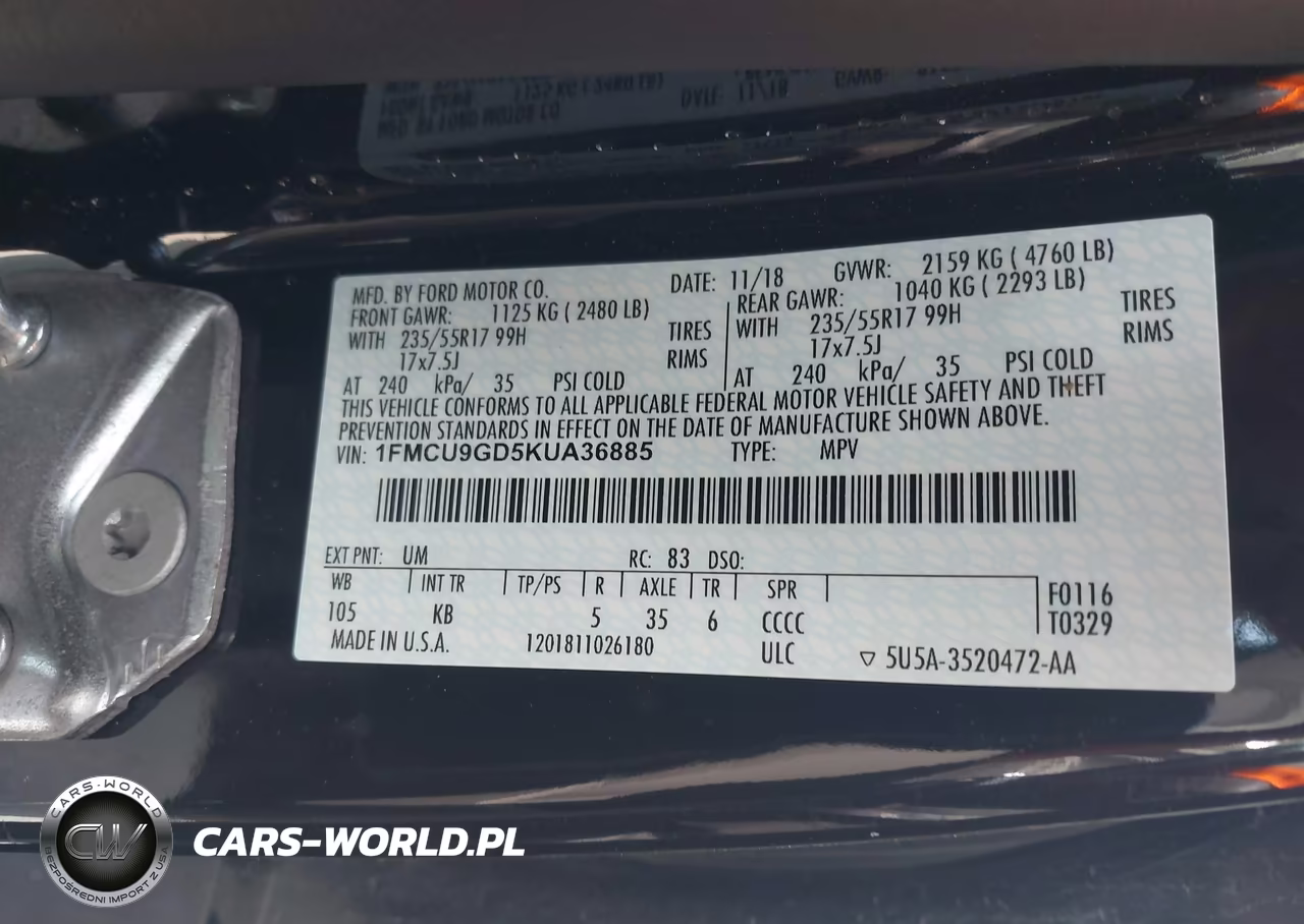 2019 Ford Escape Se VIN:1FMCU9GD5KUA36885 - 9