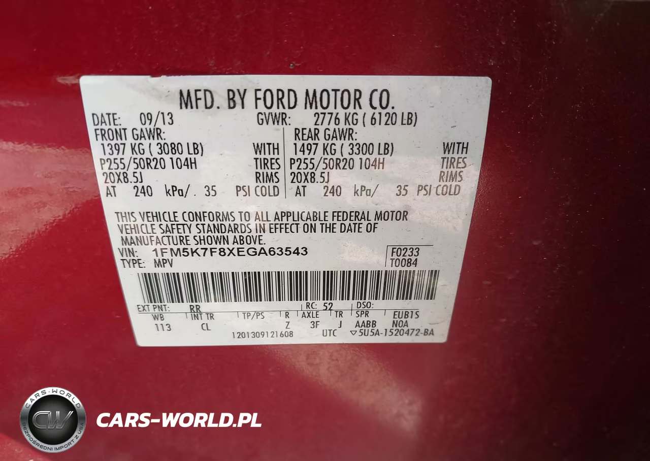 2014 Ford Explorer Limited VIN:1FM5K7F8XEGA63543 - 9