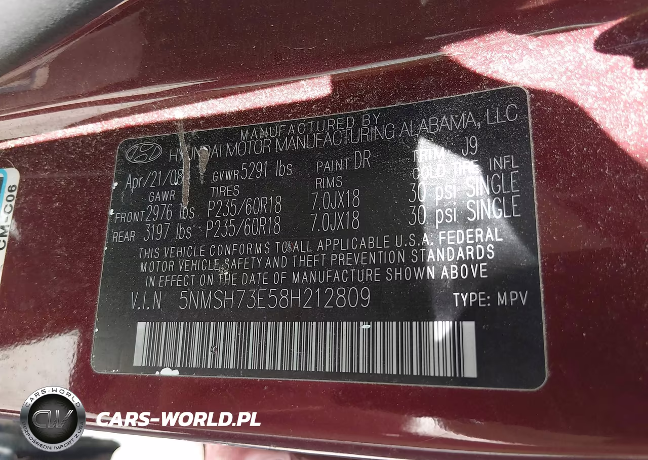 2008 Hyundai Santa Fe Limited-Se VIN:5NMSH73E58H212809 - 9
