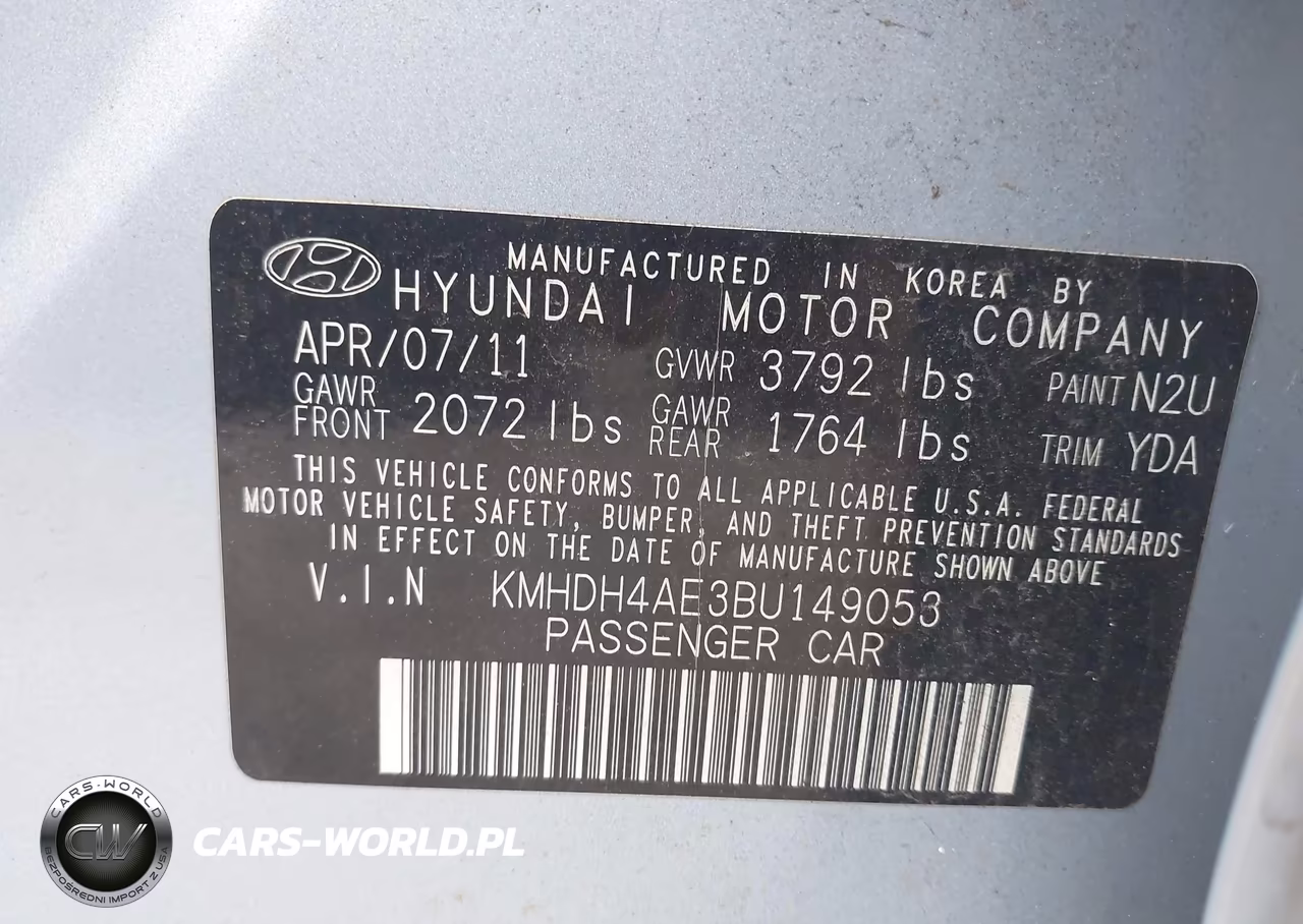 2011 Hyundai Elantra Gls VIN:KMHDH4AE3BU149053 - 9