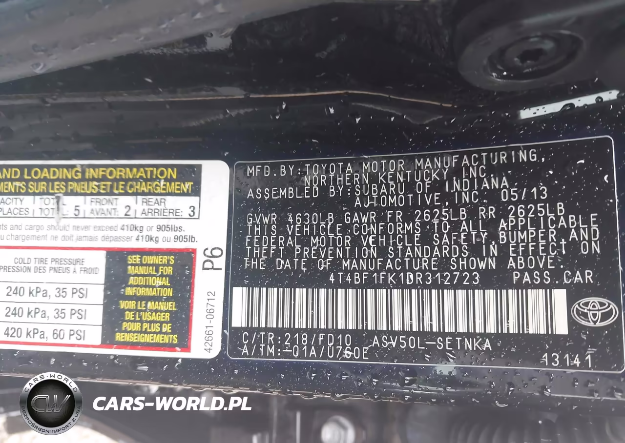 2013 Toyota Camry Le VIN:4T4BF1FK1DR312723 - 9