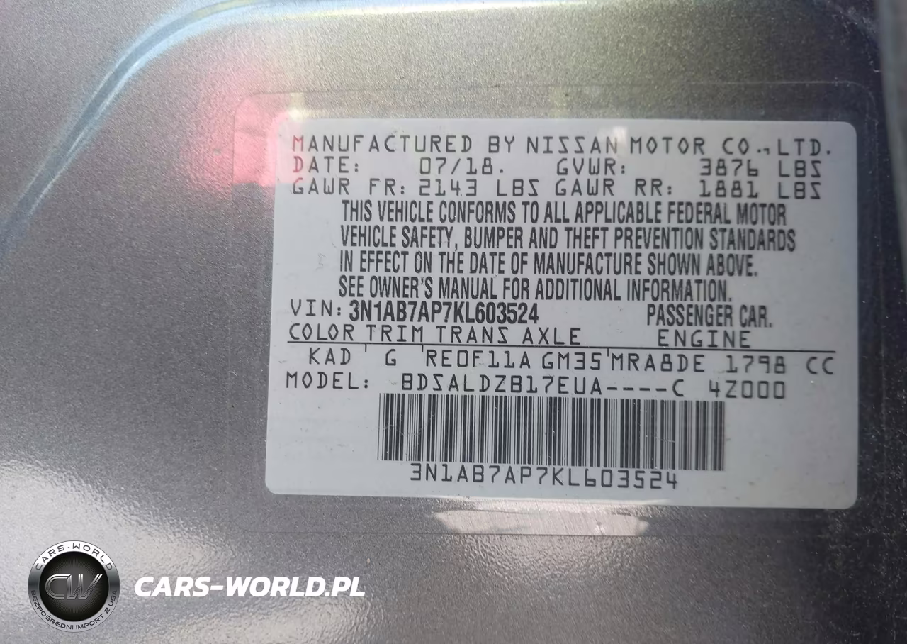 2019 Nissan Sentra Sv VIN:3N1AB7AP7KL603524 - 9