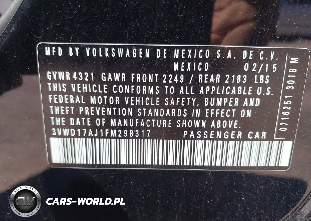2015 Volkswagen Jetta 1.8T Se VIN:3VWD17AJ1FM298317 - 9
