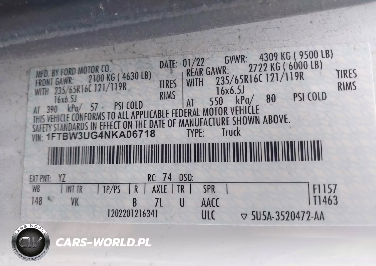 2022 Ford Transit-350 Cargo Van VIN:1FTBW3UG4NKA06718 - 9