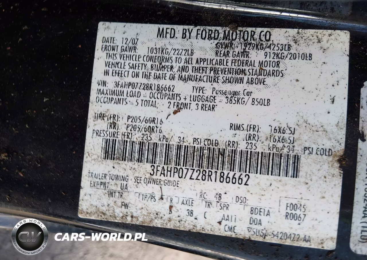 2008 Ford Fusion Se VIN:3FAHP07Z28R186662 - 9