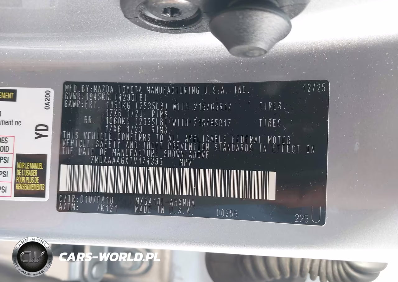 2026 Toyota Corolla Cross L VIN:7MUAAAAGXTV174393 - 9