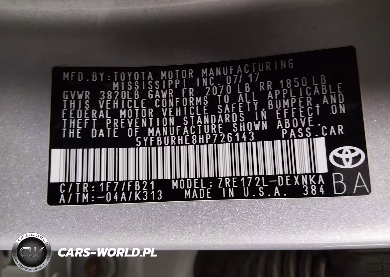 2017 Toyota Corolla Le VIN:5YFBURHE8HP726143 - 9